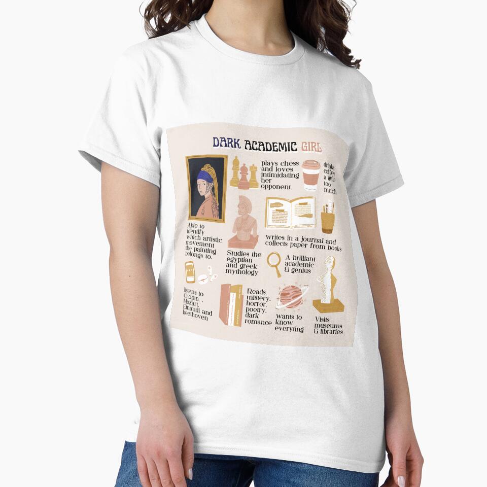 Dark academic girl - Light background by Athenasgirl T-Shirts, Hoodie, Sweatshirt | BlankRebels.com (Image 2)