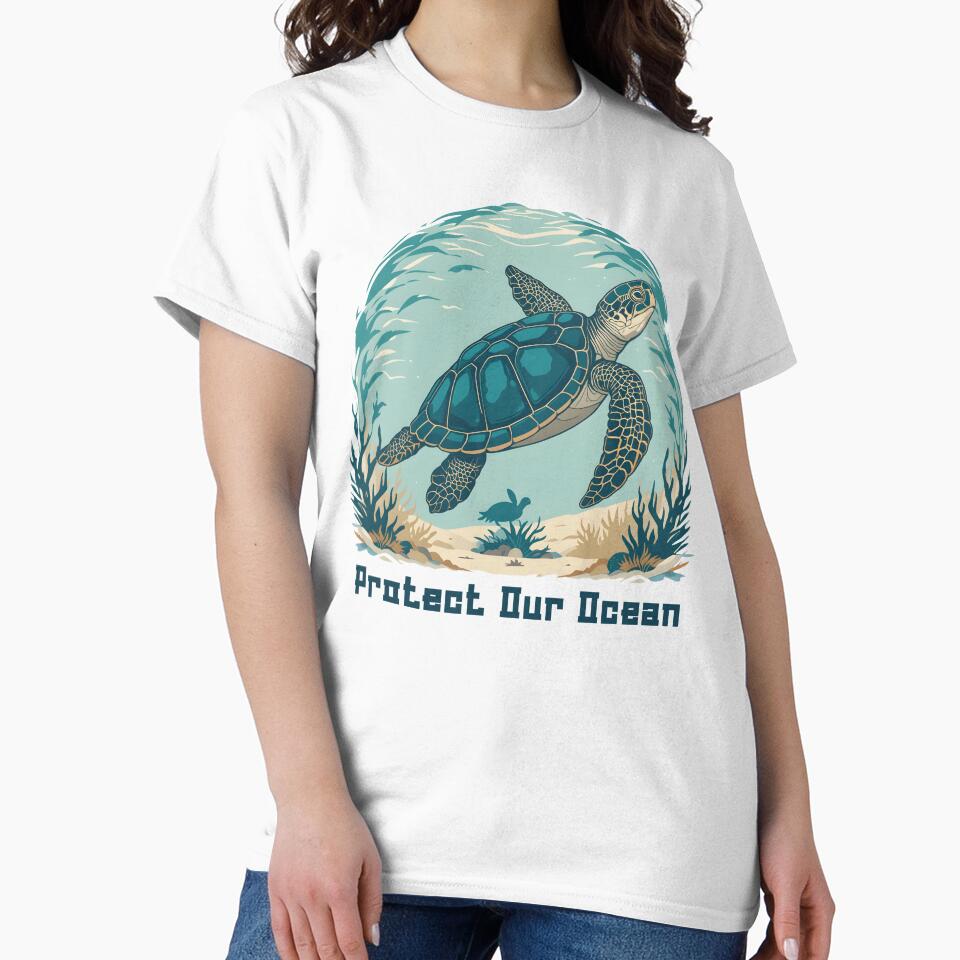 Protect Our Ocean - Sea Turtle Illustration by EnigmaVoid T-Shirts, Hoodie, Sweatshirt | BlankRebels.com (Image 2)