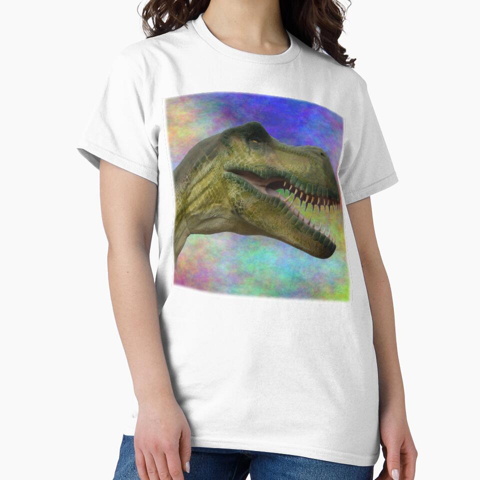 Fun Life Like T-Rex Dinosaur Head Dino Design on Multi Color Background by kmcs T-Shirts, Hoodie, Sweatshirt (Image 2)