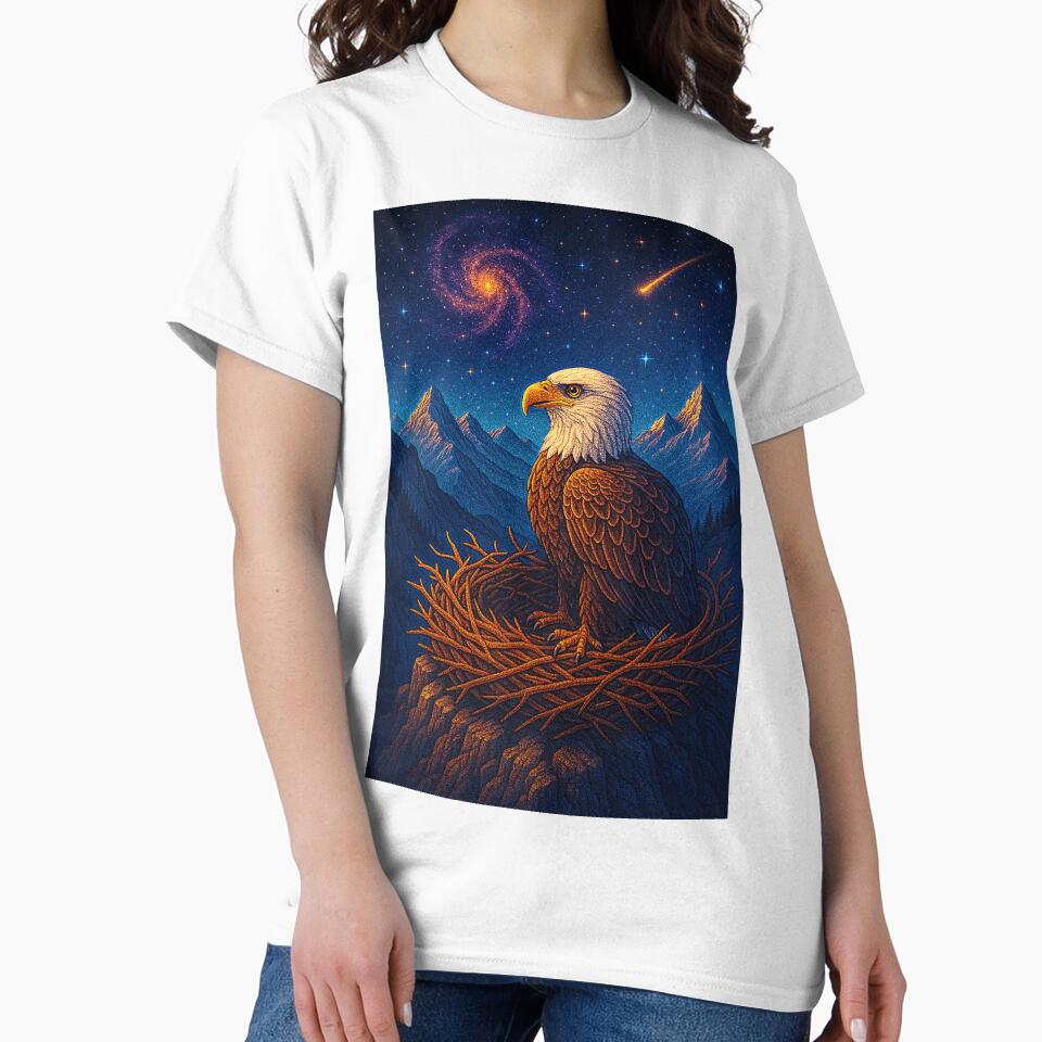 Cosmic Eagle Nesting in Mountain Galaxy Sky by Expl0rer T-Shirts, Hoodie, Sweatshirt | BlankRebels.com (Image 2)