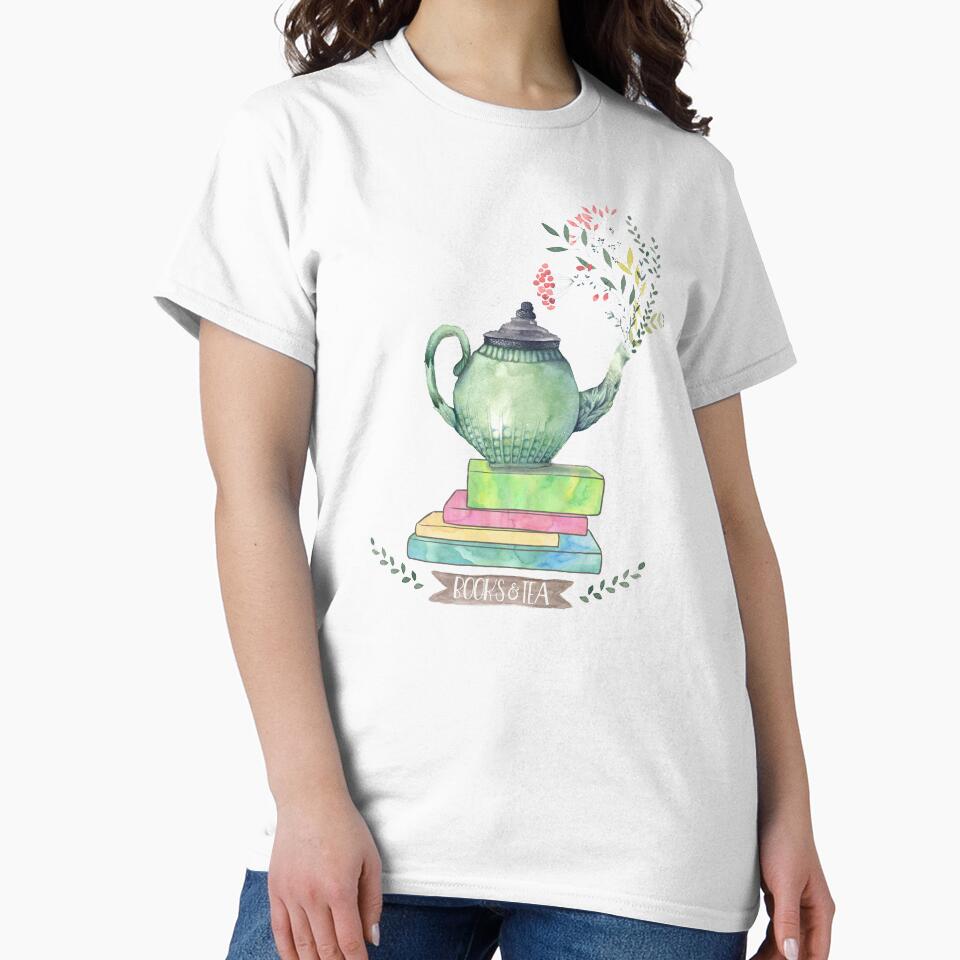 Books & Tea Watercolor by eviebookish T-Shirts, Hoodie, Sweatshirt | BlankRebels.com (Image 2)