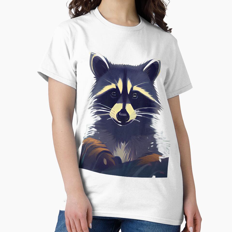 Guilty But Chic: A Raccoon Portrait / Watercolour Digital Art by DelMoore93 T-Shirts, Hoodie, Sweatshirt (Image 2)
