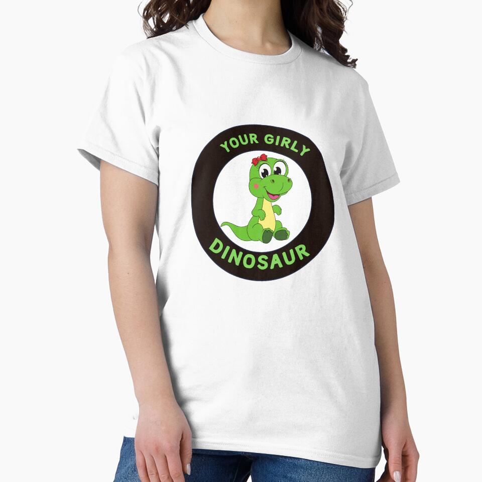 “Your Girly Dinosaur” Cute Cartoon Logo – Green Dino with Bow by Love3Happy T-Shirts, Hoodie, Sweatshirt (Image 2)