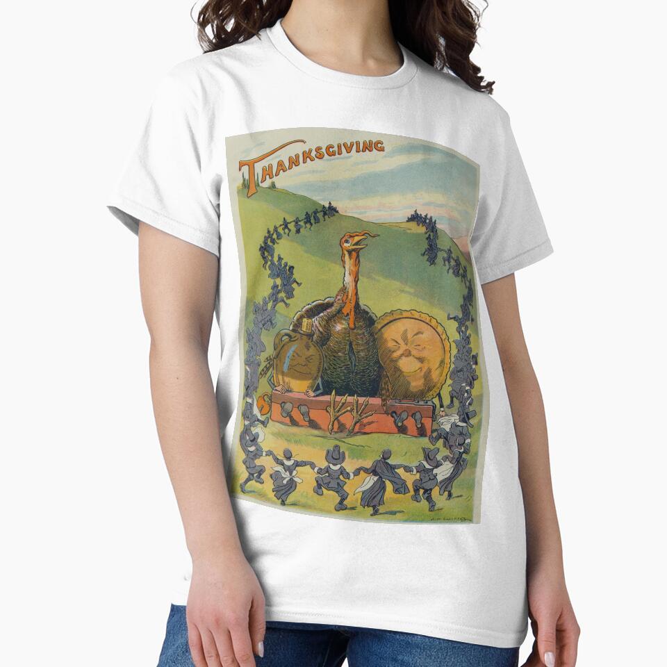 Vintage Thanksgiving Turkey and Feast Celebration (1913) by BravuraMedia T-Shirts, Hoodie, Sweatshirt (Image 2)