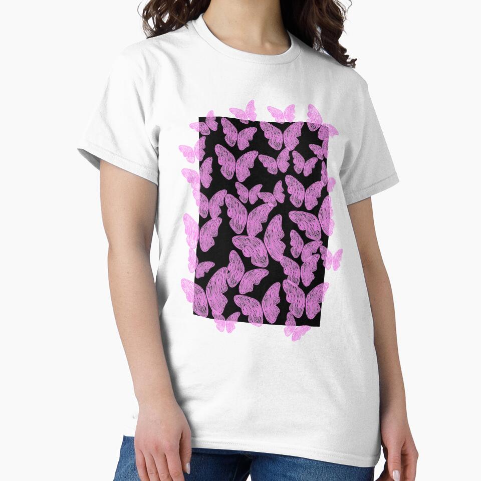 Bold Butterfly Vibes | Colorful Marker Doodle on Black by KaosK T-Shirts, Hoodie, Sweatshirt | BlankRebels.com (Image 2)