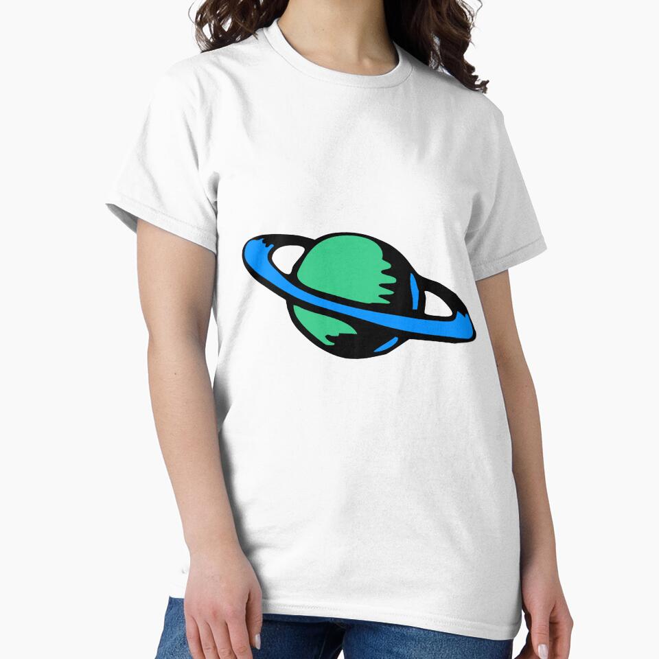 Blue and Green Ringed Planet by SerpentSkyArts T-Shirts, Hoodie, Sweatshirt | BlankRebels.com (Image 2)