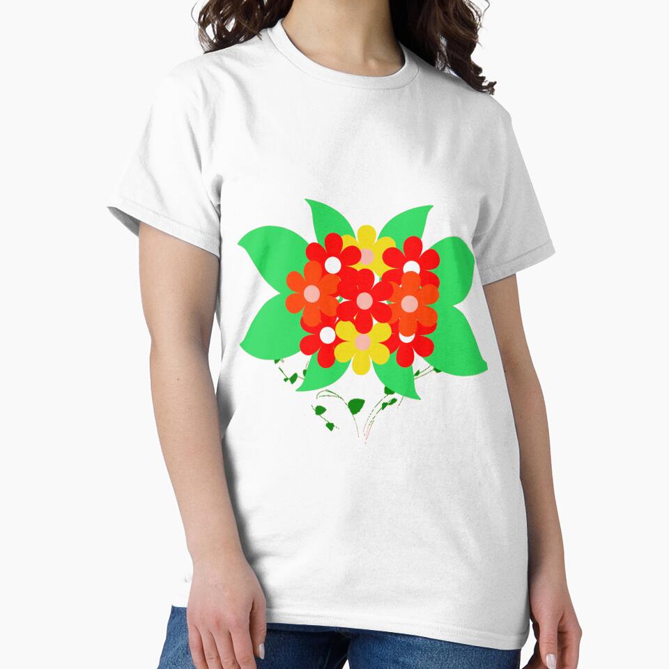 Floral and Leaves - Red, Orange and Yellow Flowers by HansiniDesigns T-Shirts, Hoodie, Sweatshirt | BlankRebels.com (Image 2)