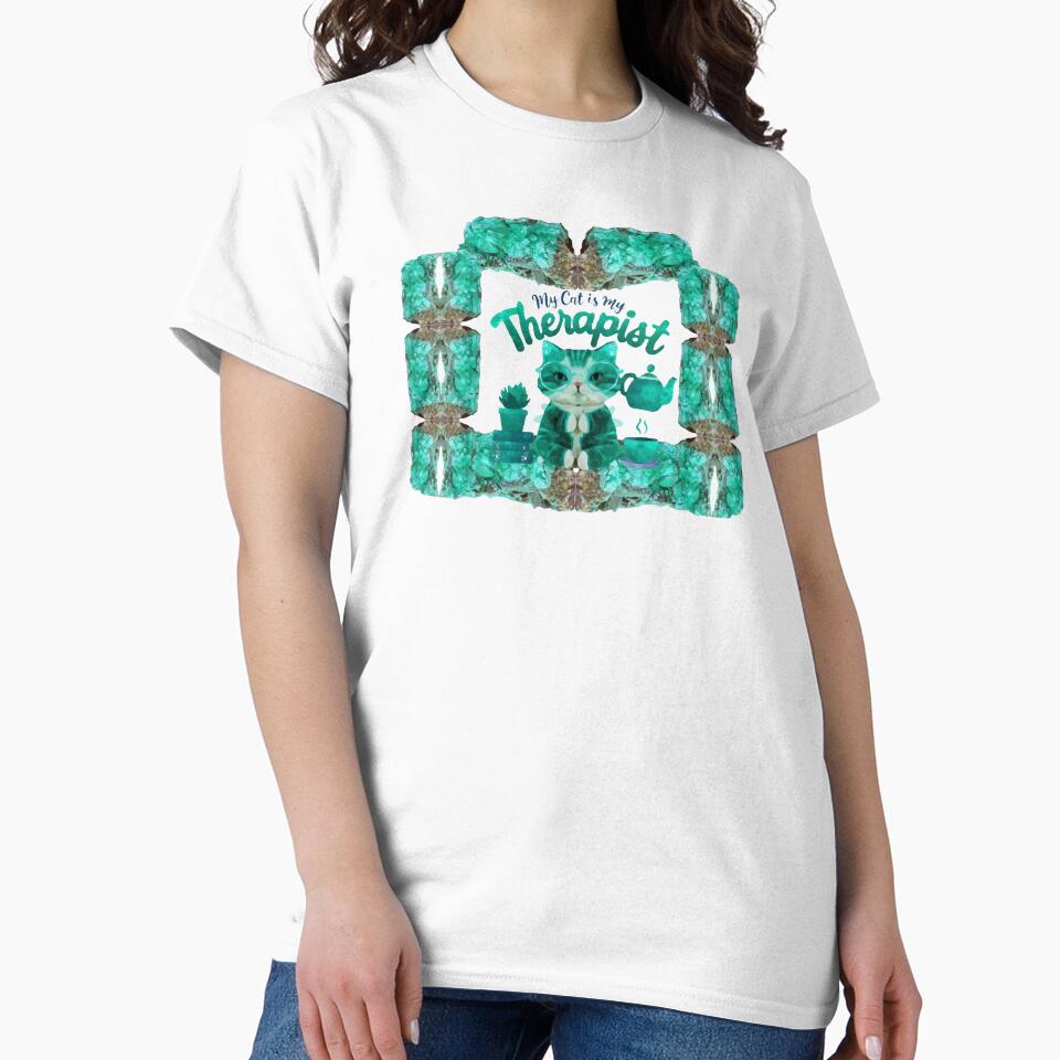 My Cat is My Therapist, Wrapped in Malachite by ArtDesignTp T-Shirts, Hoodie, Sweatshirt | BlankRebels.com (Image 2)