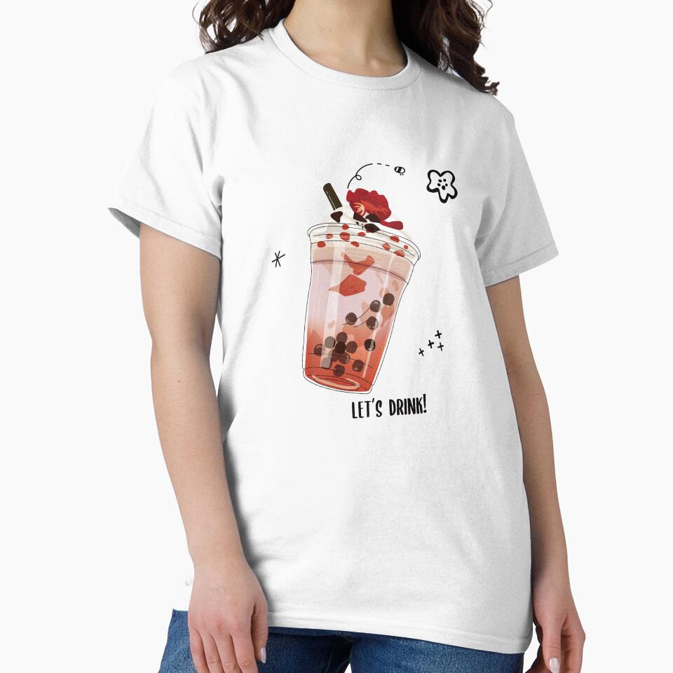Women Cute Cartoon Bubble Boba Tea Artist Designed T-Shirt by MPDesignStudio Hoodie, Sweatshirt | BlankRebels.com (Image 2)