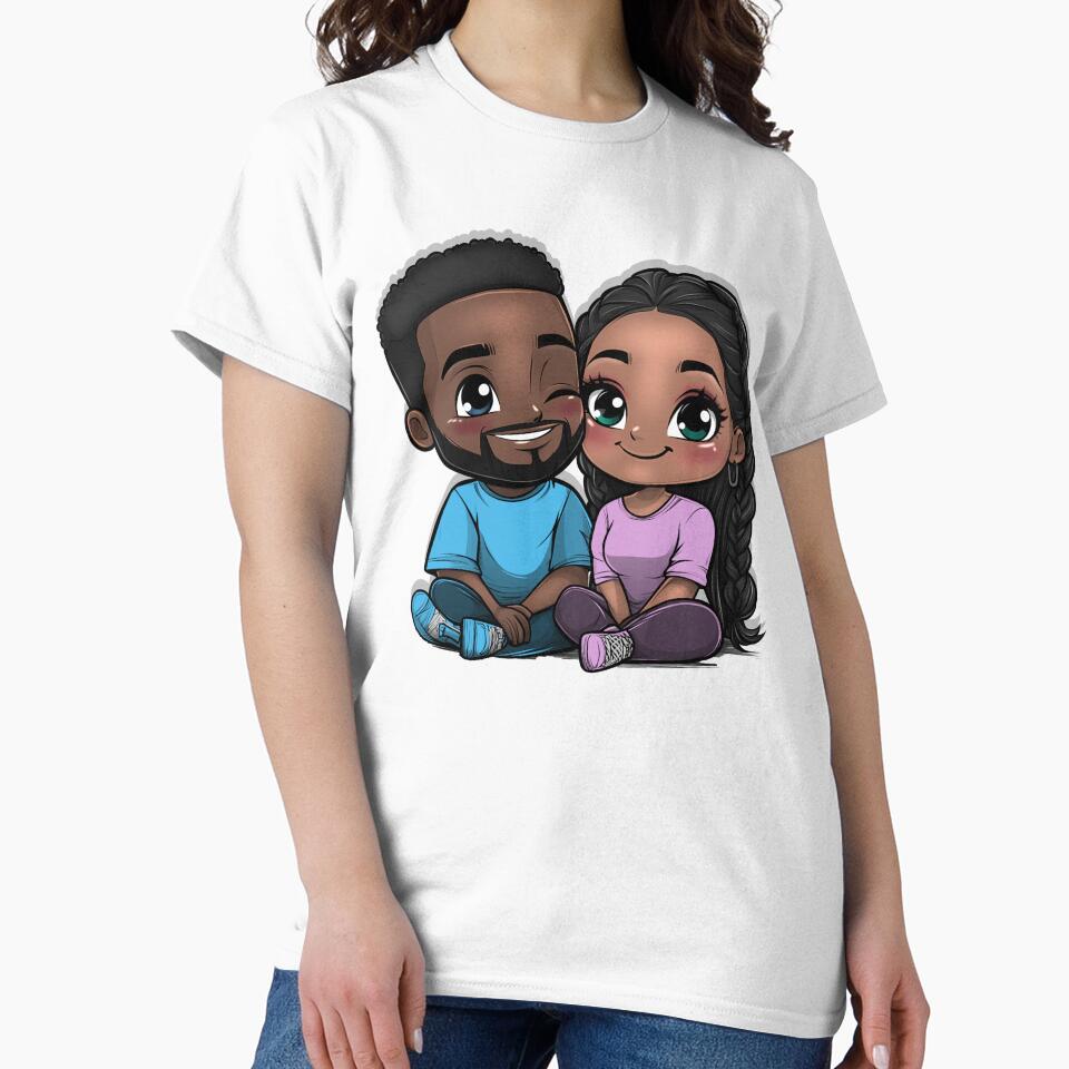 Romantic Black Couple Illustration – Melanin Love Digital Art by Lulunza T-Shirts, Hoodie, Sweatshirt (Image 2)
