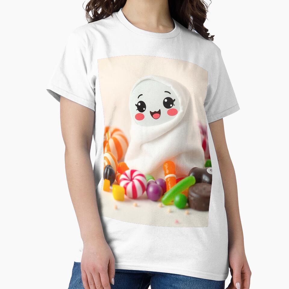 Adorable Ghost Surrounded Candy Sweet Kawaii Halloween T-Shirts, Hoodie, Sweatshirt