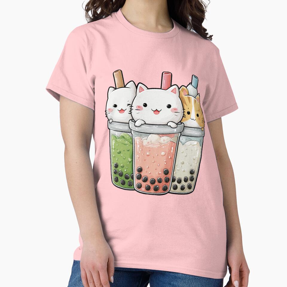 Cute Boba Cat Bubble Tea Shirt Design by ArgentoArt Hoodie, Sweatshirt | BlankRebels.com (Image 2)