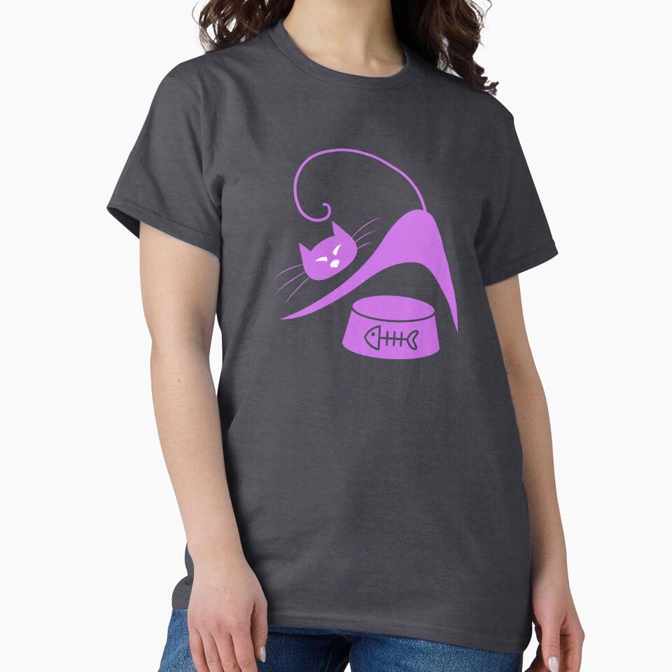 Minimal Cat & Fish Bowl – Elegant Purple Cat Art by NooHaART T-Shirts, Hoodie, Sweatshirt | BlankRebels.com (Image 2)