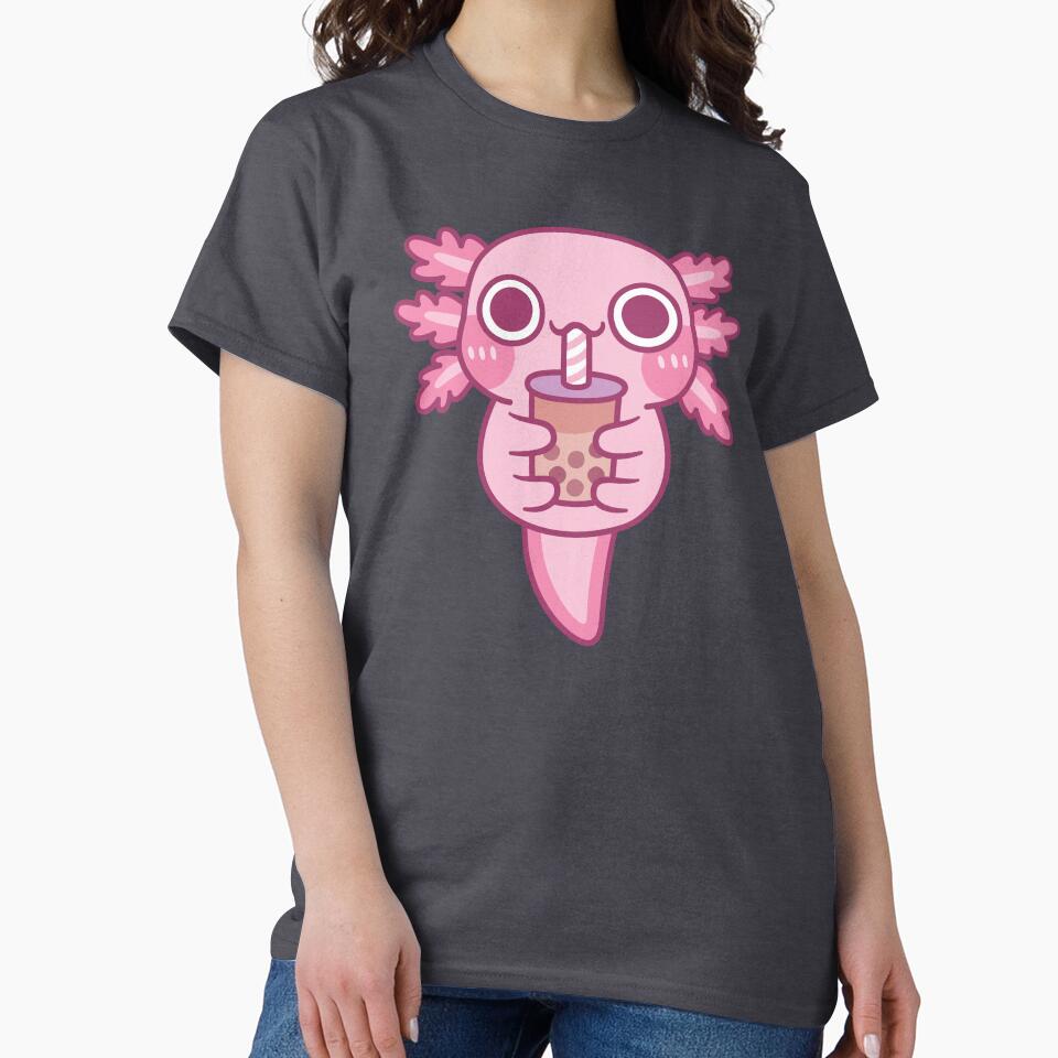 Cute Little Axolotl Drinking Bubble Tea by rustydoodle T-Shirts, Hoodie, Sweatshirt | BlankRebels.com (Image 2)