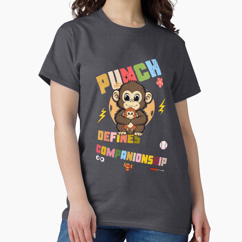Punch the Baby Macaque – 90s Retro Confidence & Companionship Cartoon by HOUSE OF TIST T-Shirts, Hoodie, Sweatshirt (Image 2)