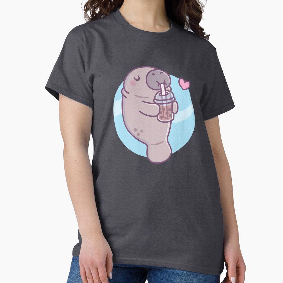 Cute Manatee Loves Drinking Boba Tea by rustydoodle T-Shirts, Hoodie, Sweatshirt | BlankRebels.com (Image 2)