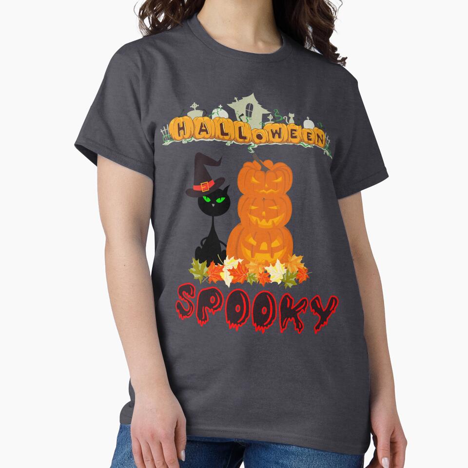 Spooky Black Cat Halloween Pumpkin 2022 by olegarh T-Shirts, Hoodie, Sweatshirt | BlankRebels.com (Image 2)