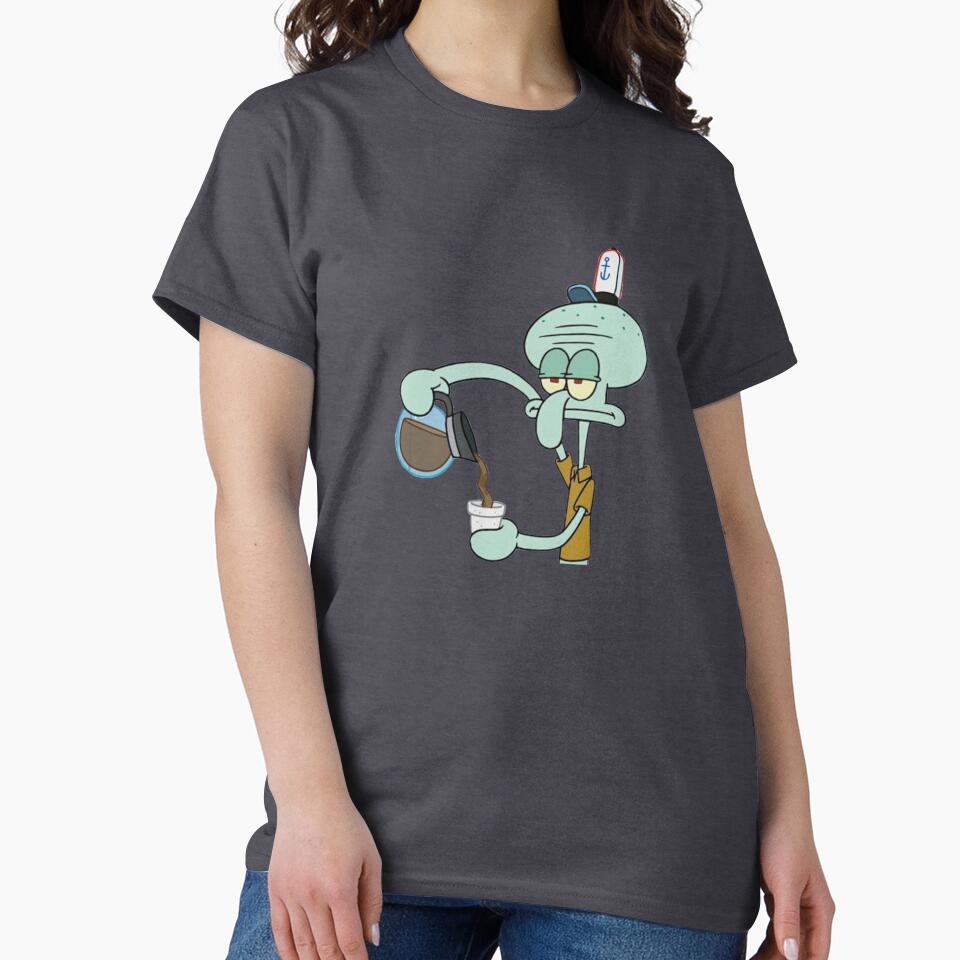 Squidward Coffee Sticker – Funny SpongeBob Octo Meme for Tired Coffee Lovers by 808 Design