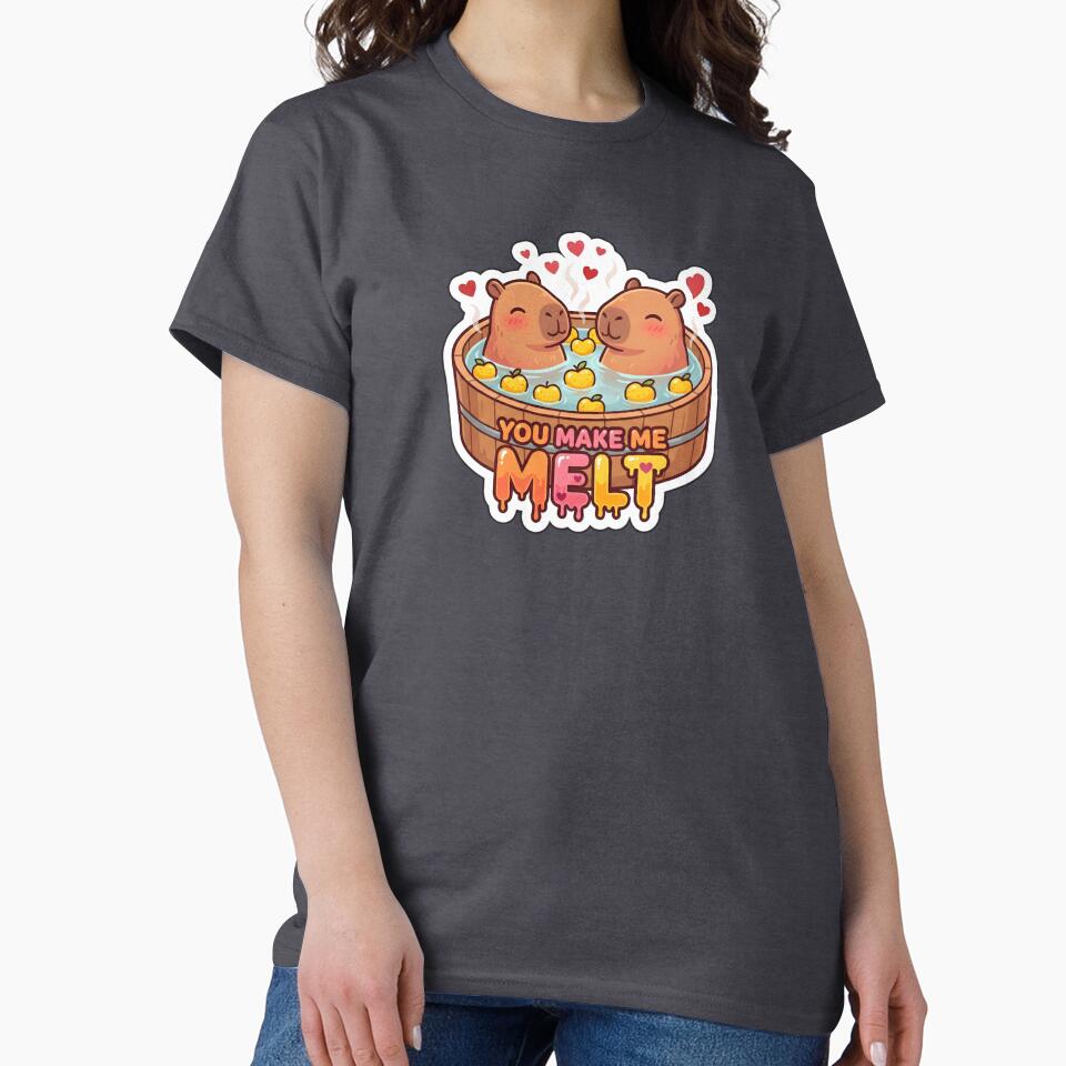 Valentine You Make Me Melt Cute Capybara Couple in Hot Tub by Nuist25 T-Shirts, Hoodie, Sweatshirt (Image 2)