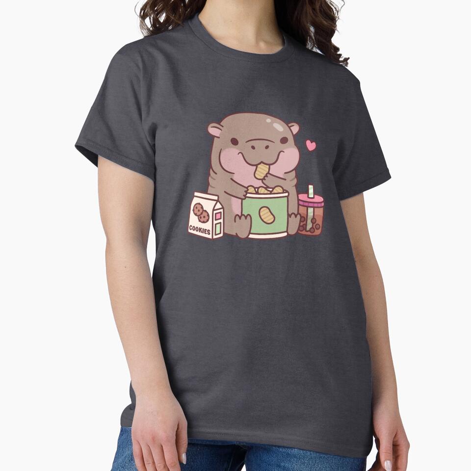 Cute Pygmy Hippo Loves Snack T-Shirts, Hoodie, Sweatshirt