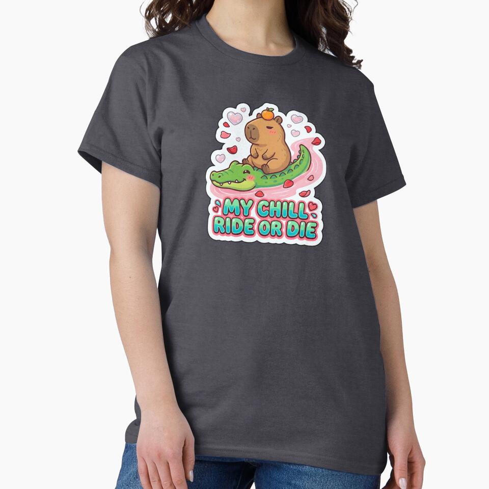 Valentine My Chill Ride or Die Cute Funny Animal Couple Sticker  Kawaii Valentine Gift by Nuist25 T-Shirts,... (Image 2)