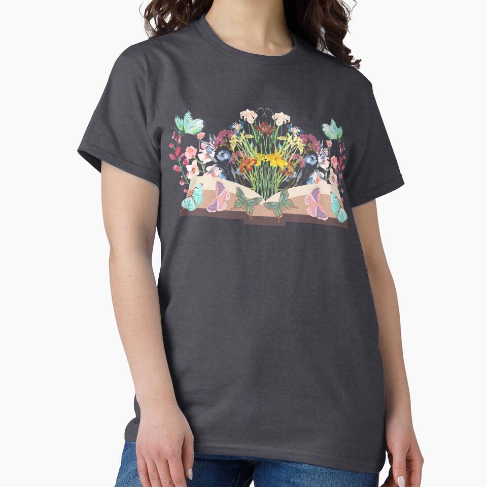 Open Book With Flowers and butterflies by ioankoll213 T-Shirts, Hoodie, Sweatshirt | BlankRebels.com (Image 2)