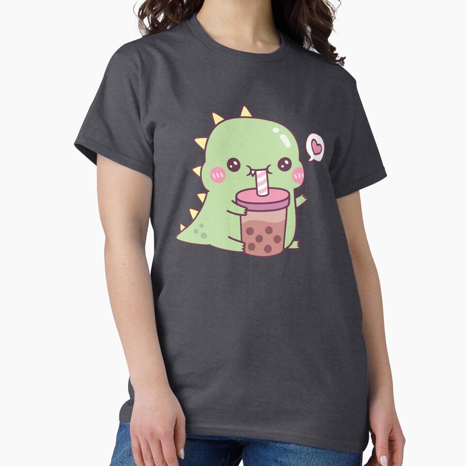 Cute Dino Loves Boba Tea by rustydoodle T-Shirts, Hoodie, Sweatshirt | BlankRebels.com (Image 2)
