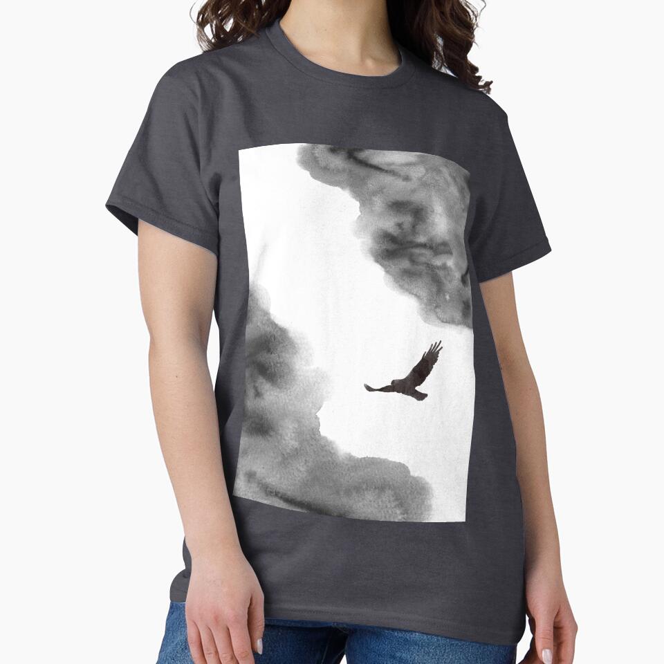 Watercolour landscape in black and white. Minimalist art bird. Abstract bedroom decor. by VDistractions... (Image 2)