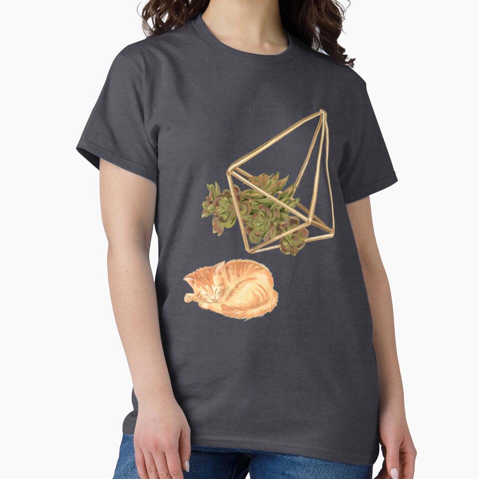Geometric Planter Succulents and Cat Dark Gray by rachelleybell T-Shirts, Hoodie, Sweatshirt | BlankRebels.com (Image 2)