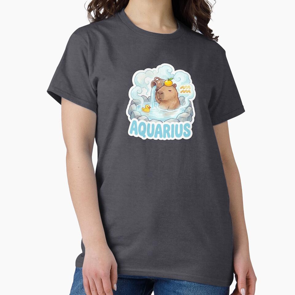 Zodiac Capybara Aquarius – Creative Air Sign Onsen Cute Zodiac Sticker by Nuist25 T-Shirts, Hoodie, Sweatshirt (Image 2)