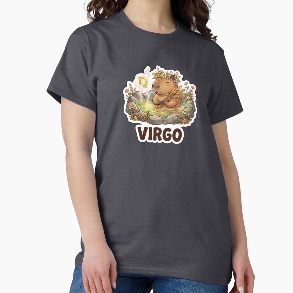 Zodiac Capybara Virgo – Gentle Onsen Earth Sign Cute Zodiac Sticker by Nuist25 T-Shirts, Hoodie, Sweatshirt (Image 2)
