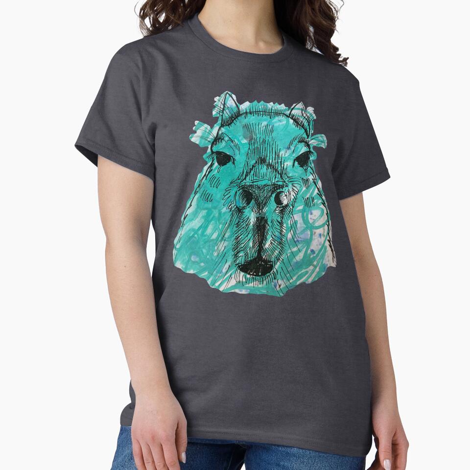 Teal Capybara Sketch Animal Art T-Shirts, Hoodie, Sweatshirt