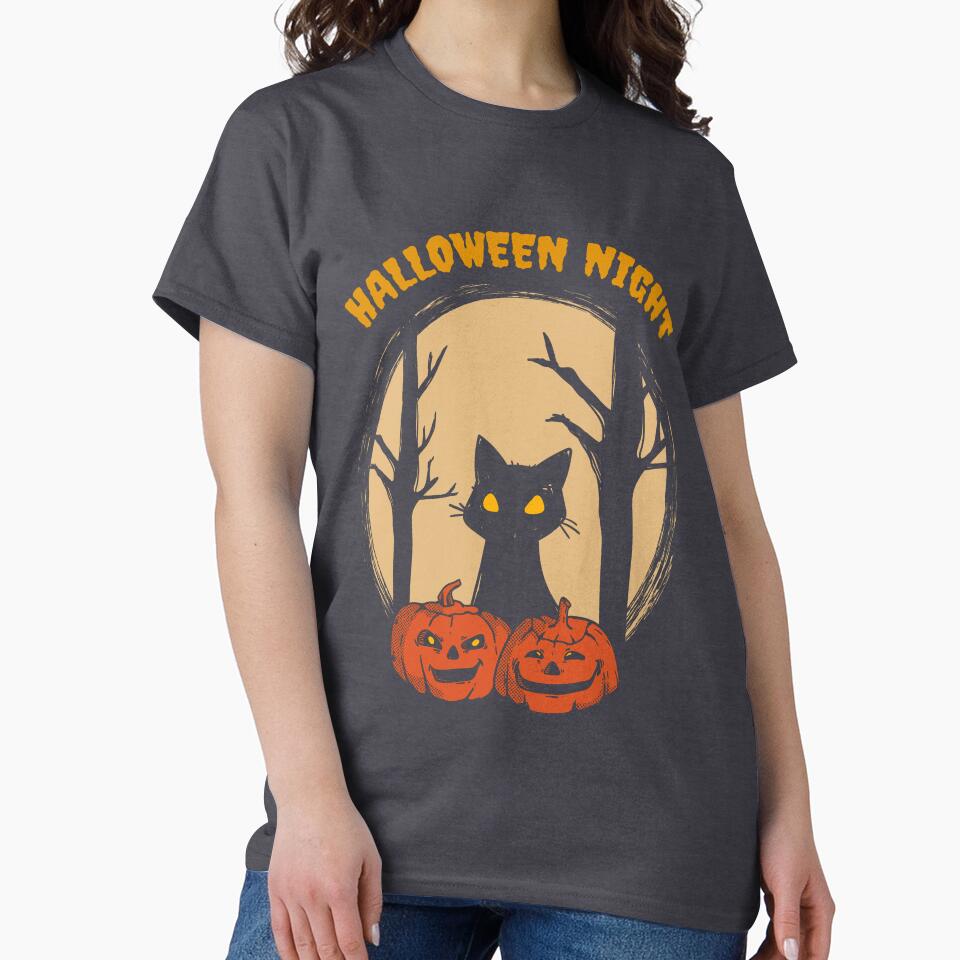 Vintage Halloween Cat and Pumpkins by OCTOMORPHE T-Shirts, Hoodie, Sweatshirt | BlankRebels.com (Image 2)