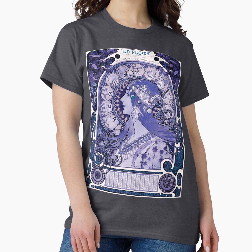 Zodiaque or La Plume in Violet(ca. 1896–1897) by Alphonse Maria Mucha. by theartsycamper T-Shirts, Hoodie,... (Image 2)