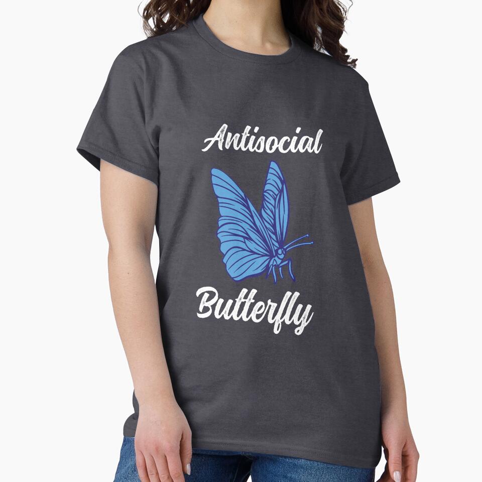 Antisocial Butterfly Funny Introvert by 74ninetees T-Shirts, Hoodie, Sweatshirt | BlankRebels.com (Image 2)