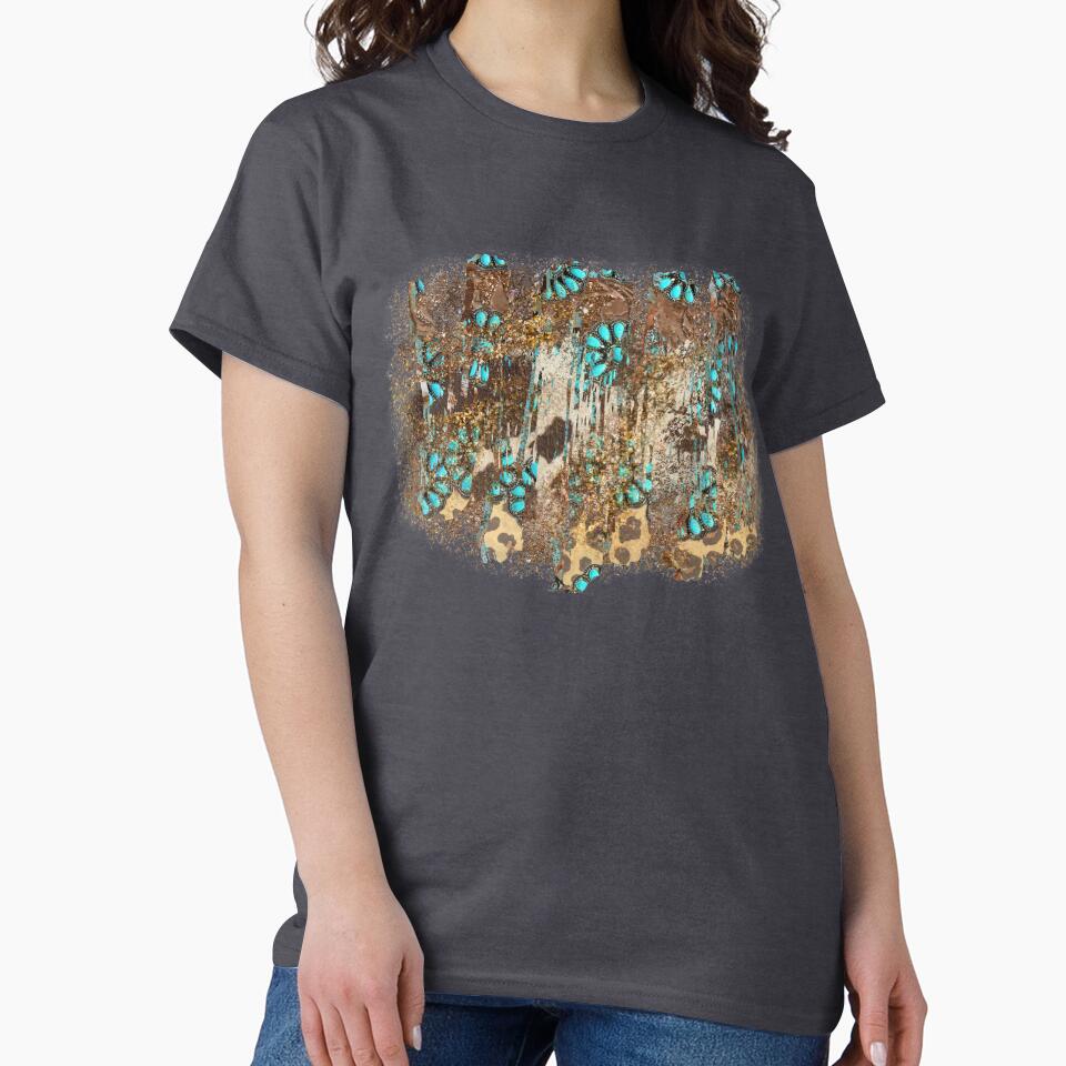 Western Grunge Junky Design with cowhide, leopard and turquoise by Wild Grace Design Studios T-Shirts, Hoodie,... (Image 2)