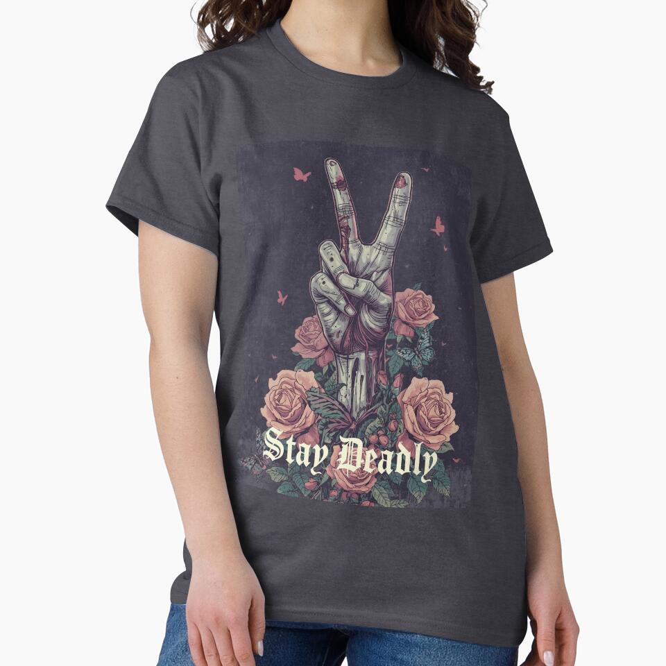 Stay Deadly – V Sign Hand with Flowers by Moon's Arts T-Shirts, Hoodie, Sweatshirt | BlankRebels.com (Image 2)