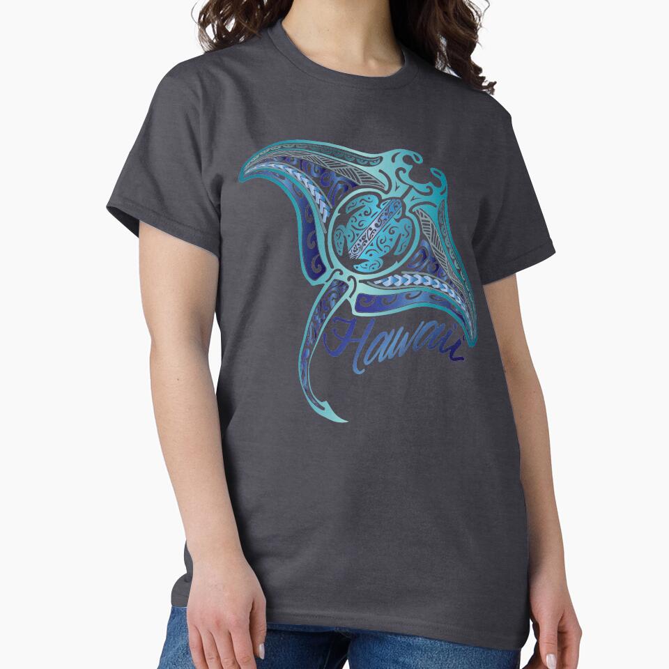 Retro Hawaiian Tribal Manta Ray by sunnthreads T-Shirts, Hoodie, Sweatshirt | BlankRebels.com (Image 2)