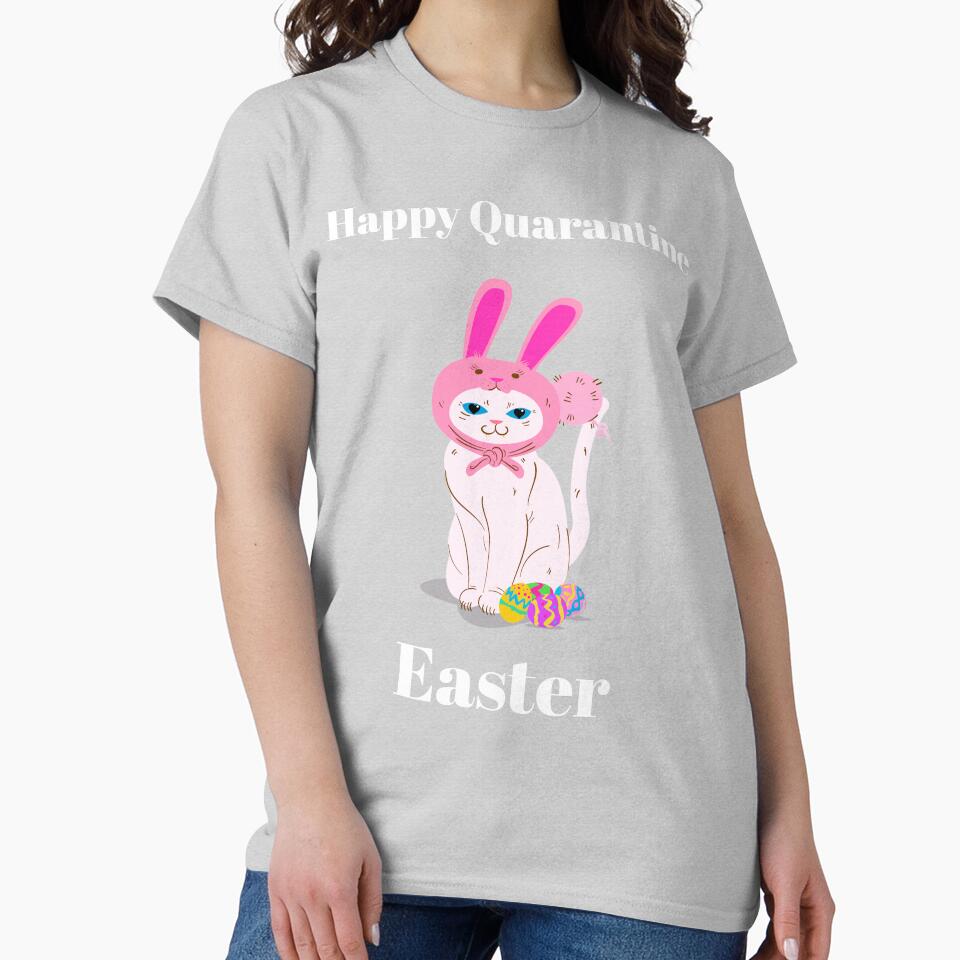 Copy of Copy of Happy Quarantine Easter Catbunny design by boopsblunt T-Shirts, Hoodie, Sweatshirt (Image 2)