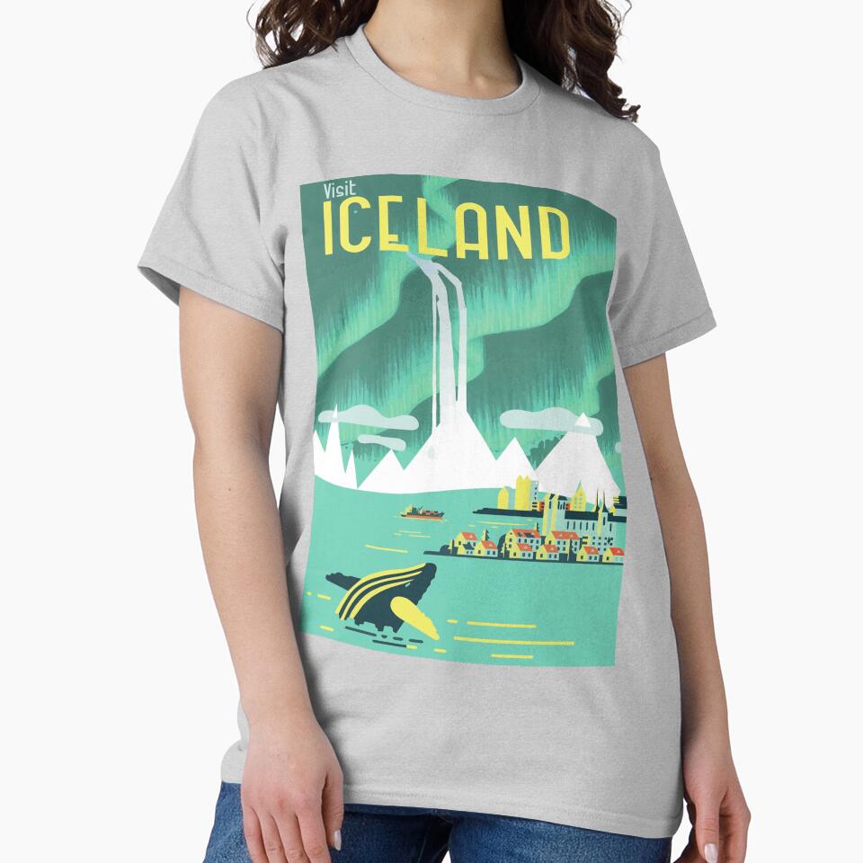 VINTAGE ICELAND TRAVEL Poster Visit Iceland Travel Art Poster Canvas Print Vintage Travel Posters T-Shirts, Hoodie, Sweatshirt
