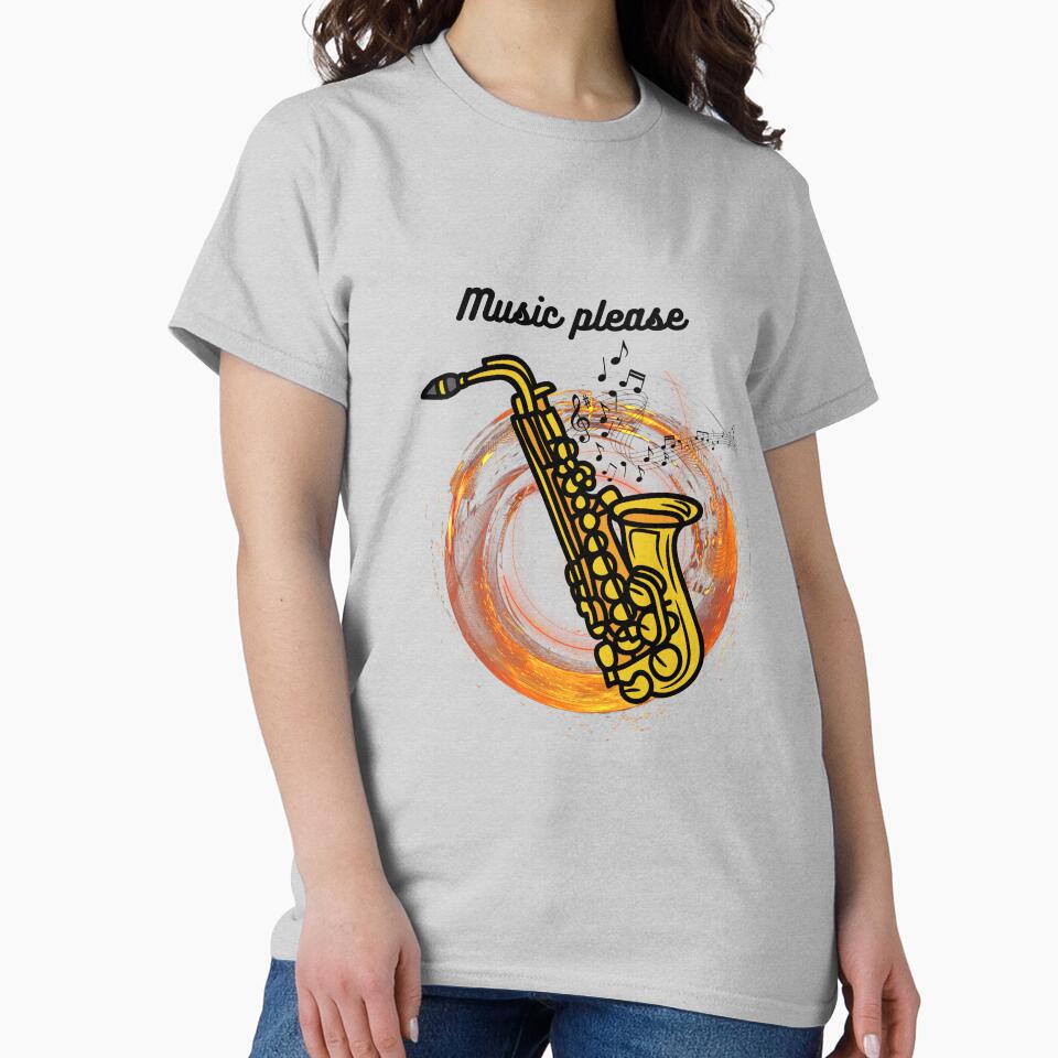 Music please, T-shirt for an every saxophone of jazz fan T-Shirt by Emiliusz Hoodie, Sweatshirt | BlankRebels.com (Image 2)