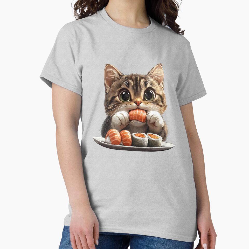Sushi Cat Shirt, Food Cat Shirt by Sleepy Cat Design Hoodie, Sweatshirt | BlankRebels.com (Image 2)