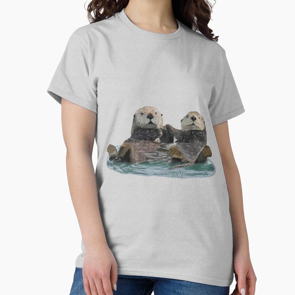 Cute Otters holding hands by Royal Red Panda T-Shirts, Hoodie, Sweatshirt | BlankRebels.com (Image 2)
