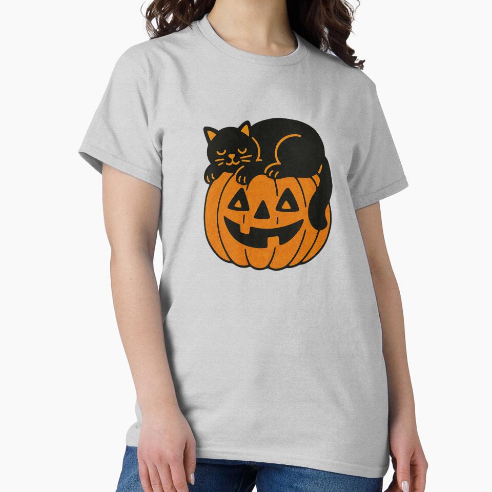Vintage Black Cat on Jack O Lantern Halloween Art by Boog Monst T-Shirts, Hoodie, Sweatshirt | BlankRebels.com (Image 2)