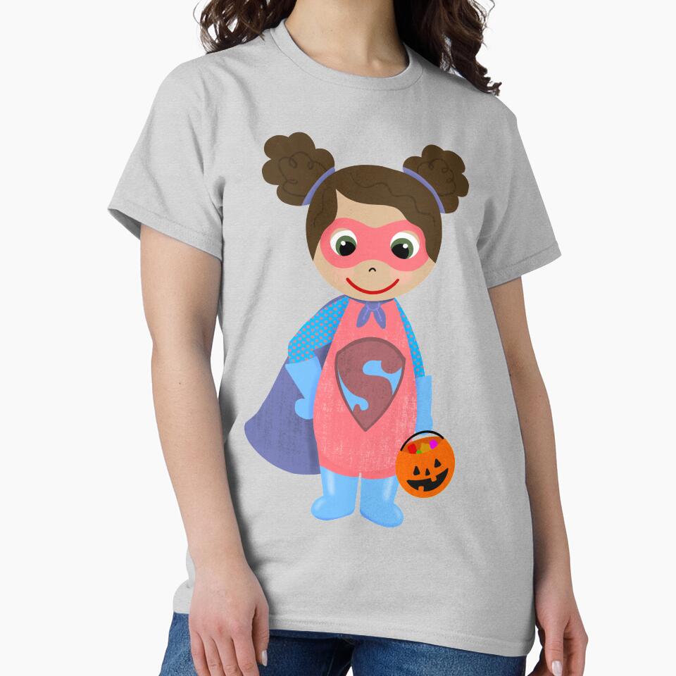 Superhero Girl Trick Treater Medium Skin Brown Hair T-Shirts, Hoodie, Sweatshirt