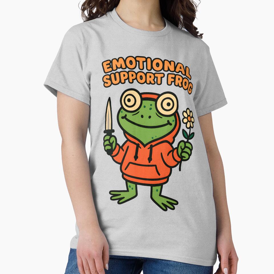 Emotional Support Frog With Knife And Flower – Funny Chaotic Cute Meme by Ashidre T-Shirts, Hoodie, Sweatshirt (Image 2)