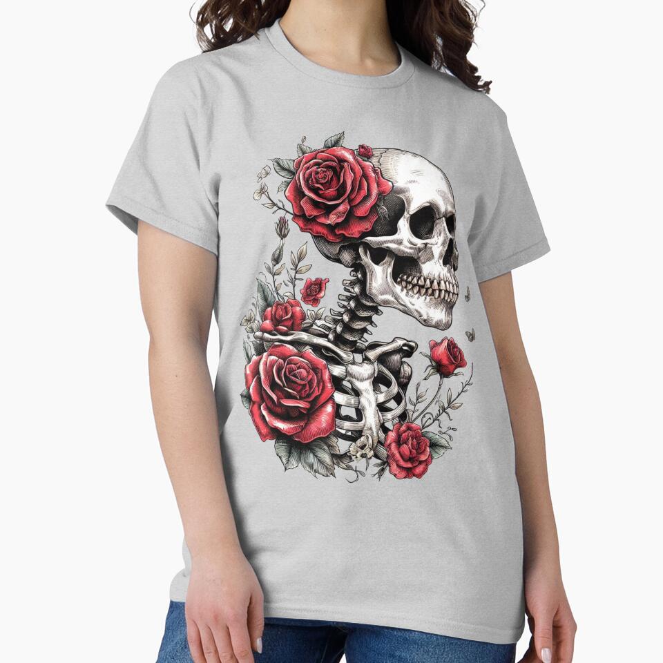 Skeleton Adorned With Roses by CreepyCornerArt T-Shirts, Hoodie, Sweatshirt | BlankRebels.com (Image 2)