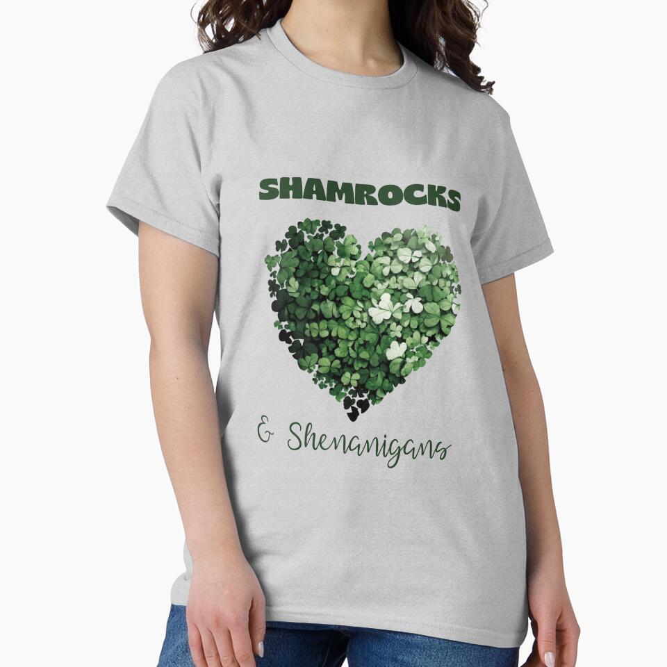 Shamrocks and Shenanigans with clover heart by Deedy  Studio T-Shirts, Hoodie, Sweatshirt | BlankRebels.com (Image 2)