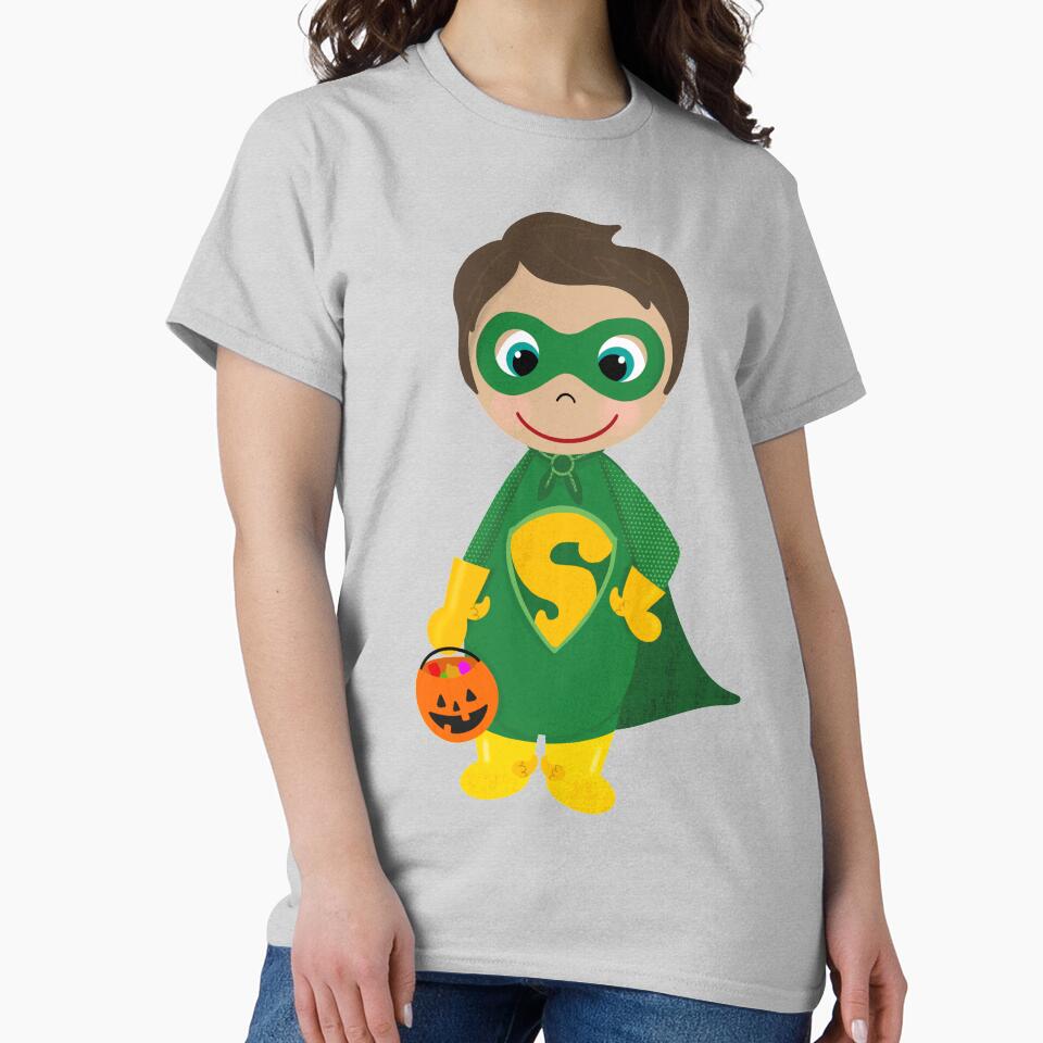 Superhero Boy Trick Treater Medium Skin Brown Hair T-Shirts, Hoodie, Sweatshirt