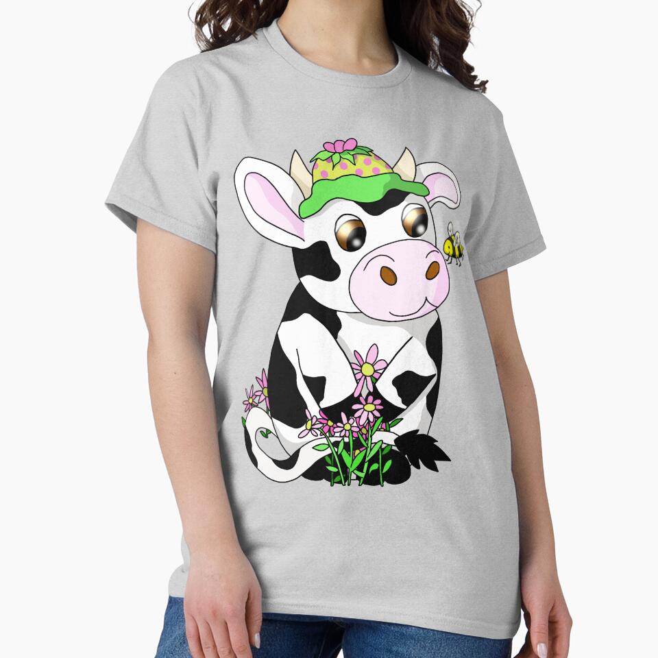 cartoon cow and a bee by BeingNow